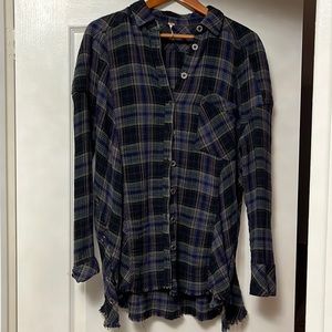 Free People Button down plaid top